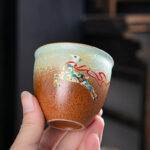 Buddha Stones Colorful Deer Pipa Snow Plum Blossoms Mountains Rivers Bird Ceramic Teacup Kung Fu Tea Cup Bowl Cup BS 2