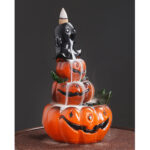 Buddha Stones Halloween Pumpkins Ghost Resin Backflow Smoke Fountain Incense Burner Decoration Incense Burner BS 8