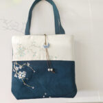 Buddha Stones Pear Flower Plum Peach Blossom Bamboo Embroidery Canvas Large Capacity Shoulder Bag Tote Bag Bag BS 29
