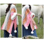 Buddha Stones Tibetan Multicolored Wavy Lines Knitted Striped Shawl Coat Winter Cozy Travel Scarf Wrap Tibetan Shawl BS 22