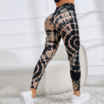 Buddha Stones Tie Dye Print Pants Sports Fitness Yoga High Waist Leggings Women's Yoga Pants Leggings BS Black L(Waist 65cm/Hips 82cm/Length 84cm)