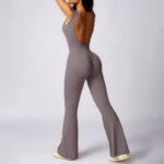 Buddha Stones Women Casual Sleeveless Jumpsuit Flare Pants Sports Fitness Yoga Bodysuit Bodysuit BS 4