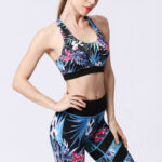 Buddha Stones 2Pcs Sunflower Flowers Leaves Print Top Pants Sports Fitness Yoga Women's Yoga Sets Women's Yoga Sets BS 33