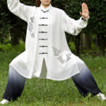 Buddha Stones Auspicious Clouds Gradient Meditation Prayer Spiritual Zen Tai Chi Qigong Practice Women's Clothing Set Clothes BS 4