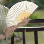 Buddha Stones Jasmine Flowers Handheld Bamboo Folding Fan Folding Fan BS 9
