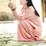 Buddha Stones Simple Midi Dress Cotton Linen Zen Tunic Dress With Pockets Midi Dress BS 15
