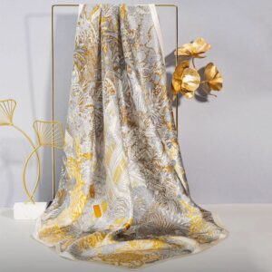 Buddha Stones Jungle Oil Painting Auspicious Clouds 100% Mulberry Silk Scarf Premium Grade 6A Double-sided Silk Neck Scarf Silk Shawl BS Jungle Secret(Summer Primeval Forest)