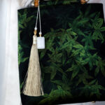 Buddha Stones Bamboo Leaves Butterfly Koi Fish Bamboo Handles Handbag Handbags BS 7