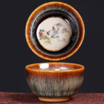 Buddha Stones 12 Chinese Zodiac Pattern Ceramic Teacup Kung Fu Jian Chinese Zhan Tea Cup 73ml Jian Zhan Tea Cup BS Rabbit 6.8cm*3.6cm*73ml
