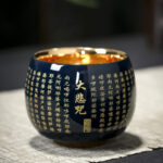 Buddha Stones Heart Sutra Great Compassion Mantra Engraved Ceramic Teacup Kung Fu Tea Cup Cup BS Blue Great Compassion Mantra 8.5cm*6.7cm*170ml