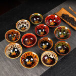 Buddha Stones Maple Leaf Colorful Ceramic Teacup Home Tea Cups Cup BS main