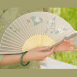Buddha Stones Jasmine Flowers Handheld Bamboo Folding Fan Folding Fan BS 10
