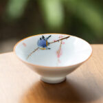 Buddha Stones Mandala Flower Koi Fish Lotus Bird Persimmons Teacup Kung Fu Tea Cup 50ml Cup BS Bird Flowers 8.3cm*3.3cm*50ml