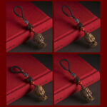 Buddha Stones Chinese Zodiac Natal Buddha Green Sandalwood Om Mani Padme Hum Peace Key Chain Key Chain BS 18