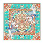 Buddha Stones Dunhuang Musician Playing Frescoes 100% Mulberry Silk Scarf Premium Grade 6A Dunhuang Silk Shawl Silk Scarf BS 12