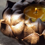 Buddha Stones Lotus Flower Ceramic Candle Holder Incense Burner Home Offering Decoration Candle Holder BS 3