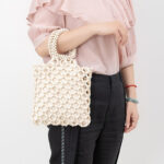 Buddha Stones Hand-woven Lozenge Wooden Beads Handbag Handbags BS 16