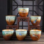 Buddha Stones Colorful Deer Pipa Snow Plum Blossoms Mountains Rivers Bird Ceramic Teacup Kung Fu Tea Cup Bowl Cup BS main