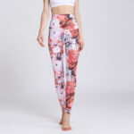 Buddha Stones Red Pink Flowers Print Sports Fitness Yoga High Waist Leggings Women's Yoga Pants Leggings BS 1