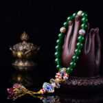 Buddha Stones Natural Green Agate Wrist Mala Success Charm Pocket Mala Car Decoration Wrist Mala&Decorations BS 2