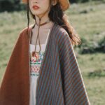 Buddha Stones Tibetan Shawl Striped Diamond Pattern Winter Warm Soft Scarf Tibetan Shawl BS 3