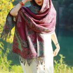 Buddha Stones Tibetan Vine Leaves Pattern Design Shawl Cozy Travel Scarf Wrap Tibetan Shawl BS 21