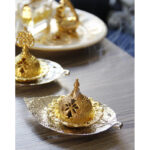 Buddha Stones Tibetan Gold Mini Leaf Coaster Meditation Incense Burner Incense Burner BS 18