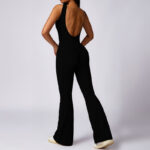 Buddha Stones Women Casual Sleeveless Jumpsuit Flare Pants Sports Fitness Yoga Bodysuit Bodysuit BS 11