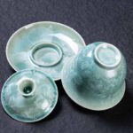 Buddha Stones Traditional Glaze Ceramic Gaiwan Sancai Teacup Kung Fu Tea Cup And Saucer With Lid 180ml Cup BS 7
