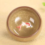 Buddha Stones Cute Koi Fish Ceramic Teacup Kung Fu Tea Cup Bowl 45ml Cup BS Golden Koi Fish 6.1cm*3cm*45ml