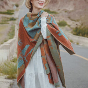 Tibetan Orange Shawl Warm Cloak Scarf Tibetan Shawl BS Orange
