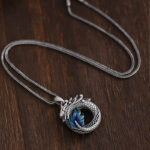 Buddha Stones 999 Sterling Silver Year Of The Dragon Auspicious Peace Buckle Carved Success Necklace Pendant (Extra 30% Off | USE CODE: FS30) Necklaces & Pendants BS Dragon&50cm 925 Sterling Silver Chain