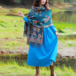 Buddha Stones Tibetan Flower Floral Leaves Pattern Design Shawl Cozy Travel Scarf Wrap Tibetan Shawl BS 9
