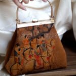 Buddha Stones Painting of Lady of Guoguo on a Spring Outing Metal Handle Handbag Handbags BS 13