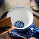 Buddha Stones Plum Blossom Blue And White Porcelain Ceramic Gaiwan Sancai Teacup Kung Fu Tea Cup And Saucer With Lid 185ml Cup BS 3