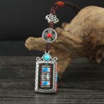 Buddha Stones Six True Words Prayer Wheel Rotation Knot Blessing Keychain Decoration Decorations BS 1