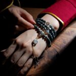 Buddha Stones 925 Sterling Silver 108 Mala Beads Eagle's Eye Stone Moonstone Positive Bracelet Mala Bracelet BS 14
