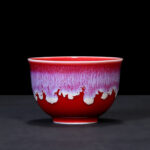 Buddha Stones Chinese Jianzhan Glaze Kiln Change Ceramic Teacup Tenmoku Kung Fu Tea Cup Jian Zhan Tea Cup BS Red 6.5cm*4.5cm*60ml