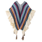 Buddha Stones Tibetan Shawl Colorful Striped Wavy Line Tassels Winter Cozy Travel Scarf Wrap Tibetan Shawl BS 2