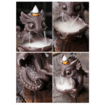 Buddha Stones Lovely Dinosaur Purple Clay Backflow Smoke Fountain Healing Incense Burner Decoration Incense Burner BS 6