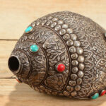 Buddha Stones Tibetan Handmade Natural Shankha Engraved Eight Auspicious Symbols Conch Shell Lucky Home Decoration Decorations BS 5