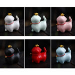 Buddha Stones Mini Lucky Cat Ingot Tea Pet Ceramic Home Desk Figurine Decoration Decorations BS 17