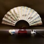 Buddha Stones Great Wall Mountains Trees Crane Bamboo Handheld Silk Bamboo Folding Fan 33.5cm Folding Fan BS Splendid West Lake 33.5cm