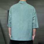 Buddha Stones Men's Chinese Frog-Button Tang Suit Half Sleeve Cotton Linen Shirt Men's Shirts BS 7