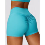 Buddha Stones Gym Sports Yoga Backless Bra Crop Tank Top Breathable Shorts 2-Piece Outfit BS Blue Shorts US8/10/XL