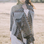 Buddha Stones Tibetan Shawl Gray Brown Striped Knitted Tassels Winter Cozy Travel Scarf Wrap Tibetan Shawl BS 5