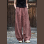 Buddha Stones Ramie Cotton Linen Pants Tie-dye Design Trousers Loose Zen Yoga Women's Pants with Pockets Pants BS 18