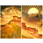Buddha Stones Tibet Potala Palace Paper LED Carving Lamp Art Night Lights Creative LED Table Lamp Decorations BS 6