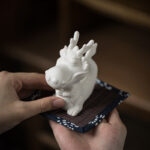 Buddha Stones Year Of The Dragon Luck White Porcelain Ceramic Tea Pet Home Figurine Decoration Decorations BS 6