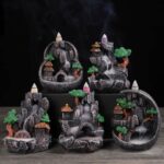 Buddha Stones Mountain Bridges Pattern Meditation Resin Backflow Incense Burner Incense Burner BS 1